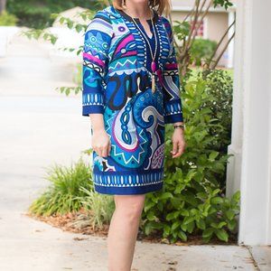Split neck tunic dress